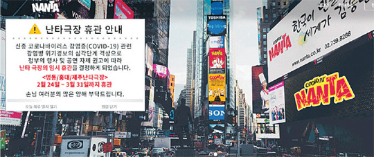 공연 한류를 이끌던 난타 극장이 안내문을 통해 휴관을 알렸다.  난타명동극장 홈페이지