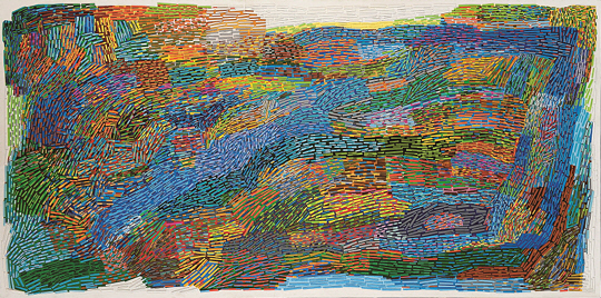 박동인, 바람의 노래, 122×244㎝, 종이 모자이크, 아크릴, 2015