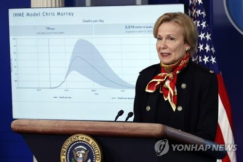 코로나19 예측 모델 설명하는 벅스 조정관 [AP=연합뉴스]