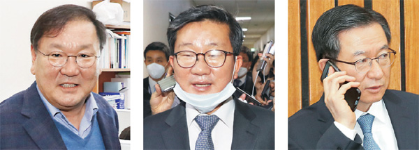 오는 5월 7일 치러지는 더불어민주당 차기 원내대표 경선에서 경쟁을 펼칠 것으로 전망되는 김태년·전해철·정성호(왼쪽부터) 의원.  자료사진