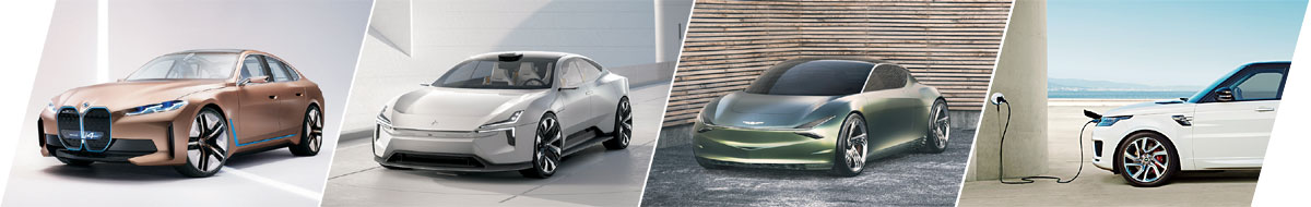 세계 메이저 자동차 업체들이 프리미엄 전기차 개발에 열을 올리고 있다. BMW 순수 전기차 i4 콘셉트카(왼쪽부터), 볼보 프리셉트 콘셉트카, 제네시스 민트 콘셉트카. 재규어랜드로버의 고급 SUV 레인지로버는 플러그인 하이브리드차까지 출시하고 순수 전기차도 준비 중인 것으로 알려졌다.