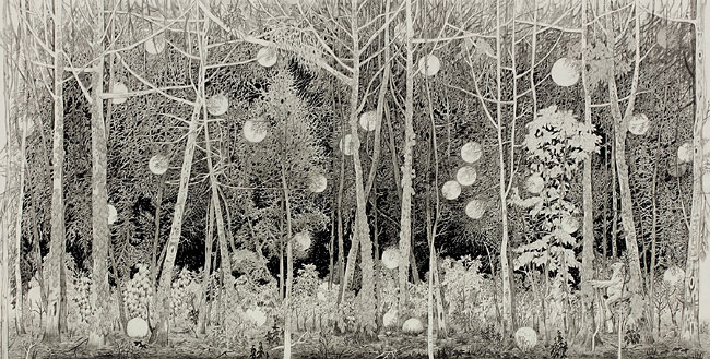 정지윤, 퍼레이드, 85×54㎝, 종이 위에 잉크·흑연, 2018