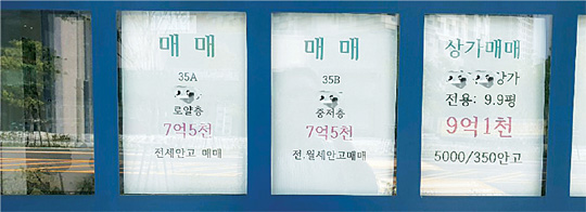 9일 경남 창원시 의창구 중동 유니시티 1차 아파트 상가 부동산중개사무소에 아파트 시세표가 붙어 있다. 115㎡(35평형)가 지난해보다 3억 원가량 오른 7억5000만 원에 나와 있다.