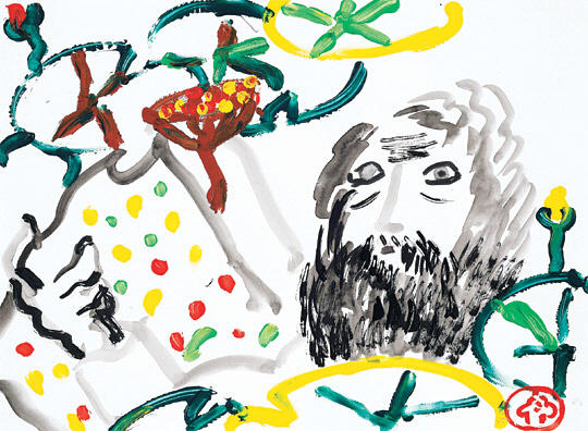 수련장주인, 39 5 x 54 5㎝, 종이에 먹과채색, 2020.