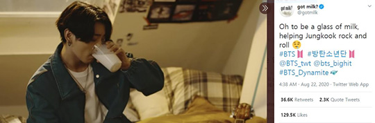 미국 우유 소비 촉진 캠페인에 등장한 BTS 뮤비 [갓 밀크 트위터 캡처·재판매 및 DB 금지]