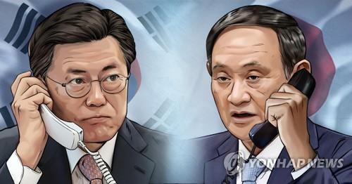 문재인 대통령-스가 요시히데 일본 총리(PG) [장현경 제작] 일러스트