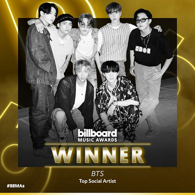 방탄소년단, 빌보드뮤직어워즈 ‘톱 소셜 아티스트’ 수상