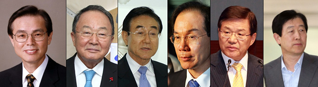 왼쪽부터 소병해, 이수빈, 현명관, 이학수, 김순택, 최지성 [연합뉴스 자료사진]