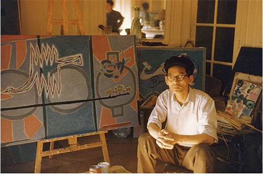 1957년 프랑스 생루이섬 아틀리에서의 김환기.  환기재단 제공