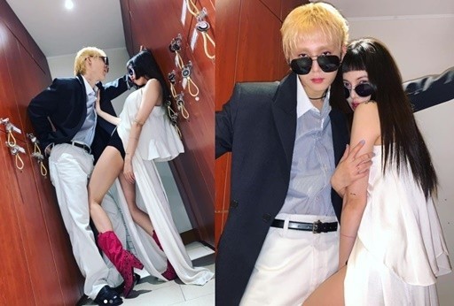 [서울=뉴시스] 그룹 ‘포미닛’ 출신 가수 현아와 그룹 ‘펜타곤’ 던  (사진 출처=현아 인스타그램) 2020.12.14.