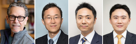 왼쪽부터 기초의학 부문 로널드 에번스 교수, 임상의학 부문 구본권 교수, 젊은의학자 부문 김진홍 교수, 젊은의학자 부문 유창훈 교수.  서울아산병원 제공