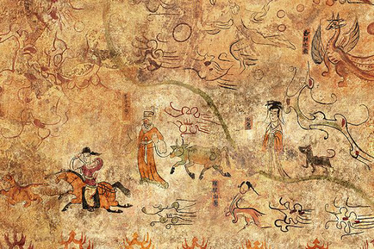 평안남도 덕흥리 고구려 고분 벽화 견우직녀도.