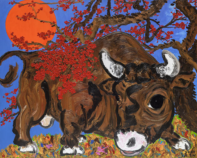 사석원, 황소, 캔버스에 오일, 193.9×130.3㎝.서울옥션 제공