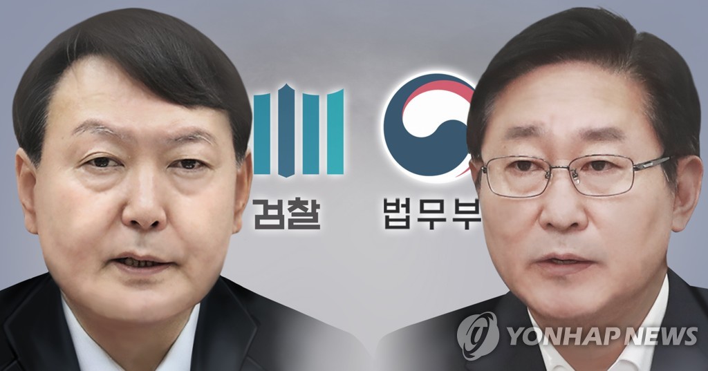 윤석열 검찰총장 - 박범계 법무부 장관 (PG) [박은주 제작] 사진합성·일러스트
