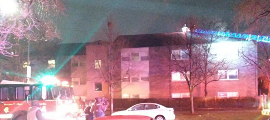 소방차가 불을 다 진압한 후의 모습. 시카고 소방서 제공. 재판매 및 DB 금지.