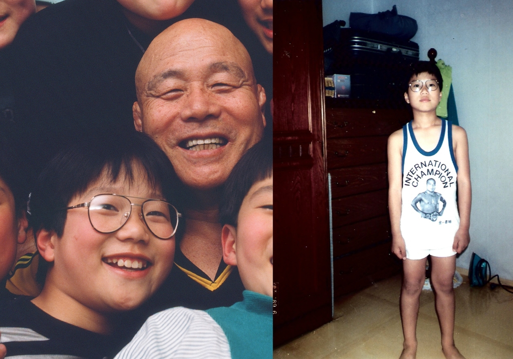 생전의 김일 선생과 즐거운 한때를 보내던 모습[박선준 후보 제공.재판매 및 DB금지]