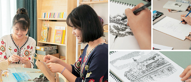 아이디어스의 온라인 클래스를 정기구독하면 3000여 개의 동영상을 통해 ‘매듭팔찌 만들기’(왼쪽)와 ‘펜 드로잉’(오른쪽) 등 다양한 취미 활동을 기초부터 전문가과정까지 배울 수 있다.  아이디어스 제공