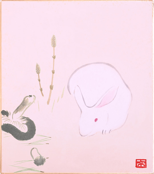 김병종, 풀밭, 종이에 먹과 채색, 35x39㎝, 2021.