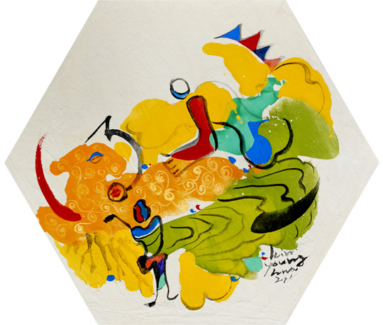 목마른 사슴이 돼 사랑 샘을 찾는다. 2021년 작.  김영화 골프전문 화가