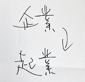 이낙연 전 더불어민주당 대표가 지난 25일 인터뷰 도중 창업의 중요성을 강조하며 기업의 역할이 바뀌어야 한다는 의미로 직접 한자를 써서 설명했다.