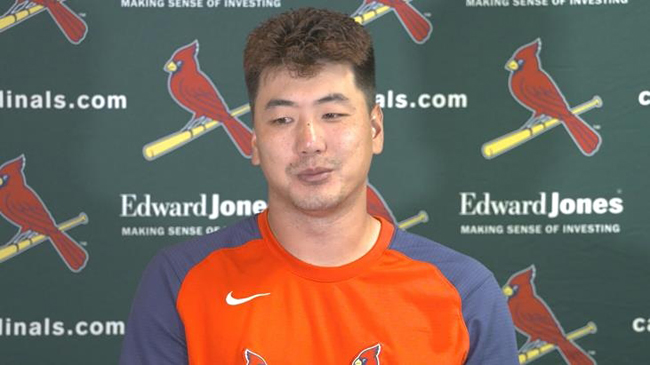 세인트루이스 카디널스 김광현이 30일(한국시간) 미국 펜실베이니아주 피츠버그 PNC파크에서 열린 2021 미국프로야구 메이저리그(MLB) 피츠버그 파이리츠와 원정경기를 마친 뒤 화상 인터뷰를 하고 있다. [MLB 화상 인터뷰 캡처. 재배포 및 DB 금지]