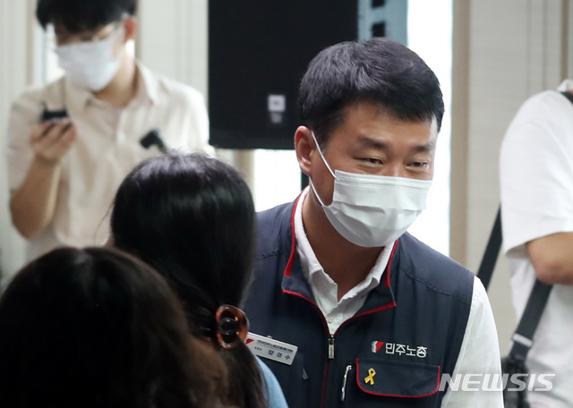 [서울=뉴시스] 고승민 기자 = 양경수 민주노총 위원장. 2021.08.23.