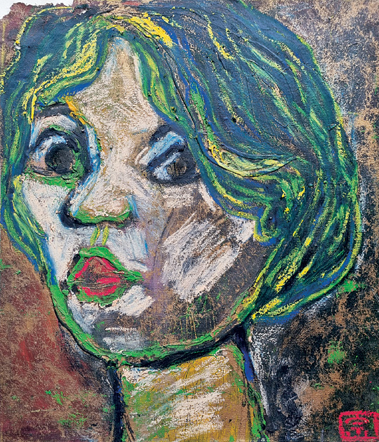 김병종, 작가 초상,   49×49㎝, 혼합재료, 2020.