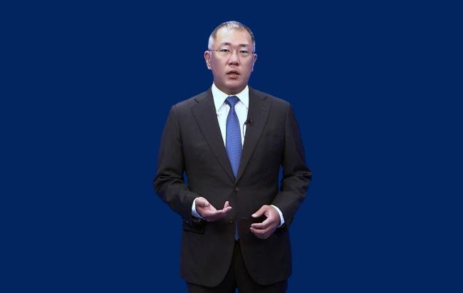 정의선 현대차그룹 회장이 작년 10월 14일 영상을 통해 취임 메시지를 전하는 모습. [현대차그룹 제공]
