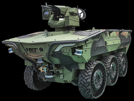 군에서 시범 운영 중인 지능형 다목적 무인차량.한화디펜스가 지난 7월 신규 개발한 6륜 구동 플랫폼의 지능형 다목적 무인차량이다. 한화디펜스 제공