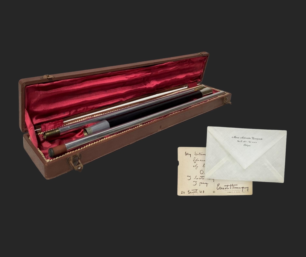 헤밍웨이 애장품 당구채 경매[연합뉴스=자료사진. ‘아르트 라 로사’ 홈페이지 발췌. 재판매 및 DB 금지]