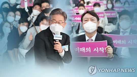이재명 더불어민주당 대선후보와 윤석열 국민의 힘 대선후보 (CG) [연합뉴스TV 제공]
