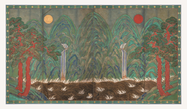 국립문화재연구소가 복원처리를 마치고 공개한 창덕궁 인정전 ‘일월오봉도’ 병풍. 국립문화재연구소 제공