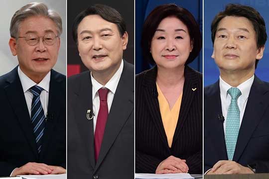 (왼쪽부터) 이재명 - 윤석열 - 심상정 - 안철수 [국회사진기자단 / 연합뉴스 자료사진]