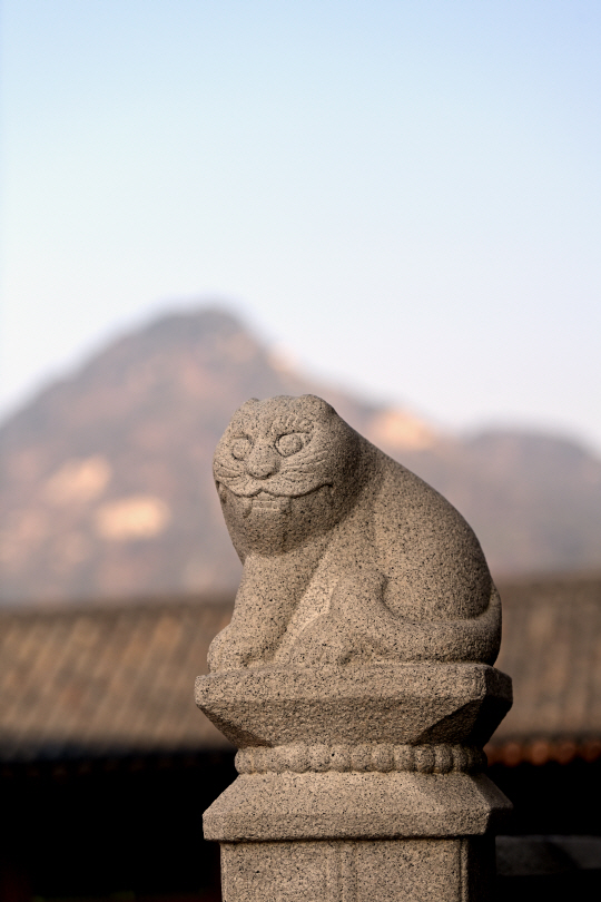 경복궁 상월대 서쪽에는 해학적인 모습의 백호(白虎·흰 호랑이) 석상이 있다. 백호는 사방을 지키는 신성한 동물, 즉 사신(四神) 중 서쪽을 지키는 신수다. 옛사람들은 호랑이가 역병을 물리친다고 믿어 신년이면 벽에 호랑이 그림을 붙여놓곤 했다.