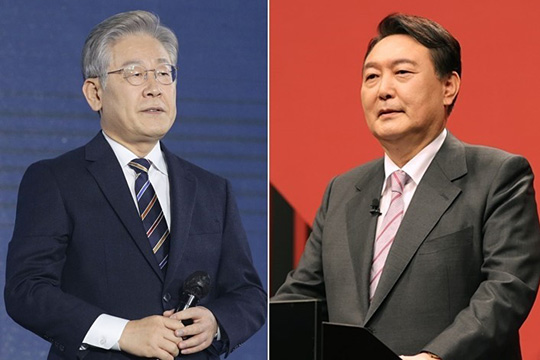 (왼쪽부터) 이재명 더불어 민주당 대선후보와 윤석열 국민의 힘 대선후보 [국회사진기자단]