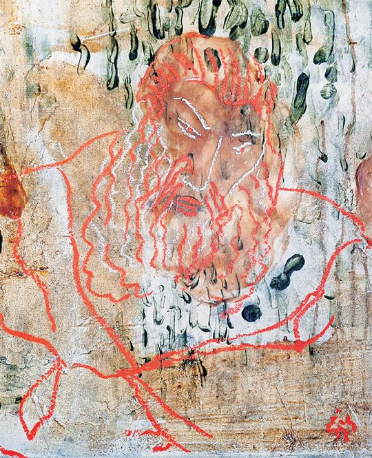 김병종, 레오나르도 다빈치 초상, 34×44㎝, 혼합재료에 먹과 채색.