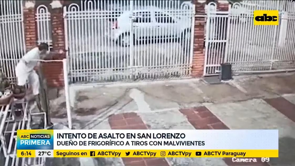 달아나는 절도단과 사격 주고받는 파라과이 한인 A씨(70)[파라과이 ABC TV 유튜브 화면 캡처]