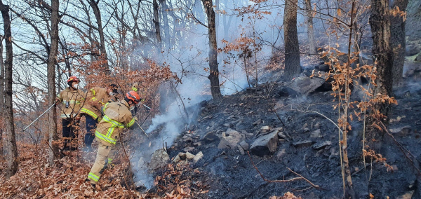 재발화한 부산 아홉산 산불