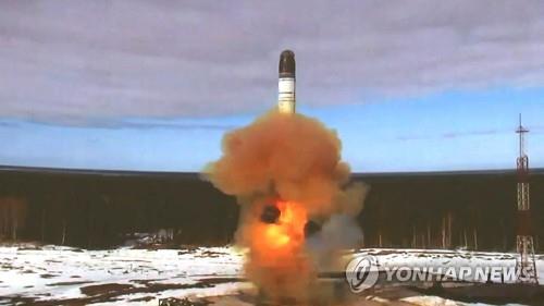 러시아의 차세대 ICBM 사르맛 시험발사 장면[러시아 국방부 제공·재판매 및 DB 금지]