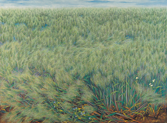 이숙자, 바람결 이는 푸른 보리밭, 333×248㎝, 1994