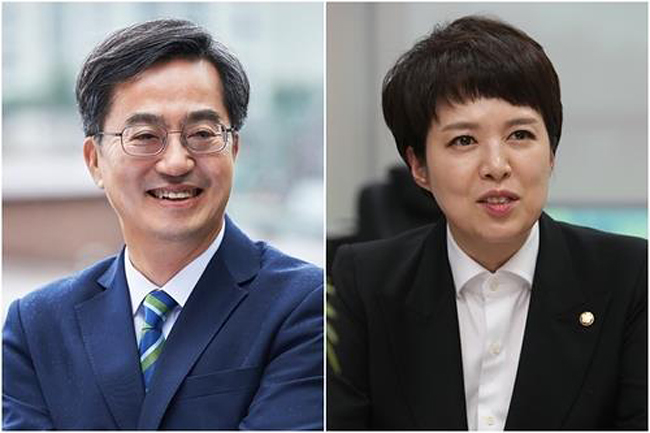 경기지사 선거에 출마한 김동연(왼쪽) 더불어민주당 후보와 김은혜 국민의힘 후보. 연합뉴스
