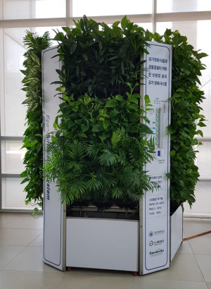 공기정화식물과 광물질필터를 이용한 친환경 실내공기 정화시스템.