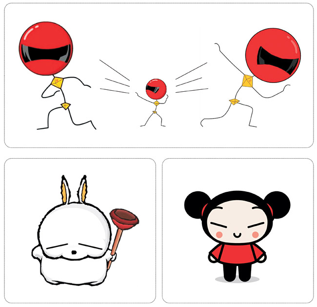 졸라맨과 마시마로, 뿌까(위쪽부터 반시계 방향으로)는 플래시 기술을 이용한 콘텐츠들로, 2000년대 초·중반 큰 인기를 끌었다. 플래시 기술은 문자와 이미지를 넘어 음성과 동영상 콘텐츠를 지원할 수 있어 널리 사용됐으나, 모바일 플랫폼이 등장하고 취약한 보안성이 드러나며 내리막길을 걷기 시작했다.  자료사진