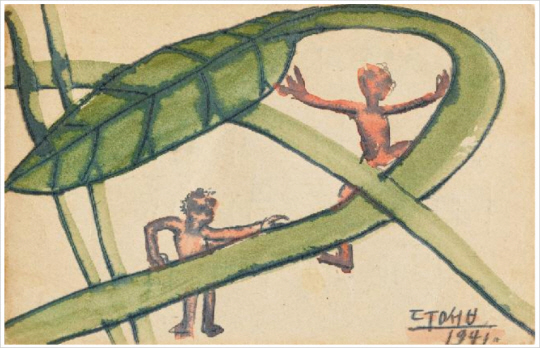 이중섭 작품 ‘나뭇잎과 두 아이’. 국립현대미술관 홈페이지 캡처