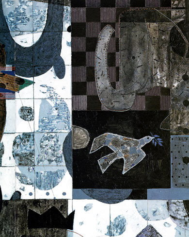 최구자, 상생의 전설, 162×130㎝, 캔버스에 혼합재료, 2001.