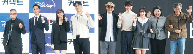 OTT 플랫폼인 디즈니+의 ‘커넥트’(왼쪽 사진)와 티빙의 ‘욘더’(오른쪽)가 지난 5일 개막한 제27회 부산국제영화제에서 공식 행사를 가졌다.