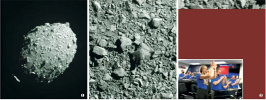 지난해 11월 발사된 나사(미 항공우주국)의 ‘쌍(雙) 소행성 궤도수정 실험(DART)’ 우주선이 10개월여 비행 끝에 한국시간 9월 27일 오전 충돌 목표 소행성인 디모르포스를 향해 접근한 후 충돌하는 과정. 나사 생중계 영상 캡처