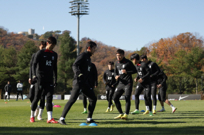 5일 파주 NFC에서 훈련 중인 축구대표팀. 대한축구협회 제공