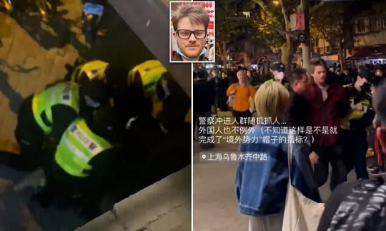 중국 공안에 잡혀가 구타당한 뒤 풀려 난 에드워드 로런스(가운데 사진) BBC 기자의 모습. 데일리메일·소셜 미디어 캡처