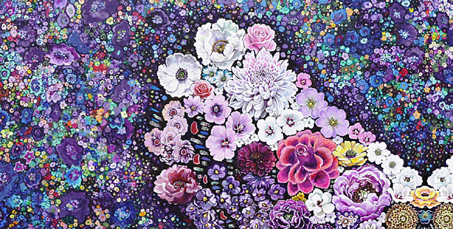 김홍년, 화접(花蝶), 1170×2420㎜(부분), 캔버스에 유화, 2022.
